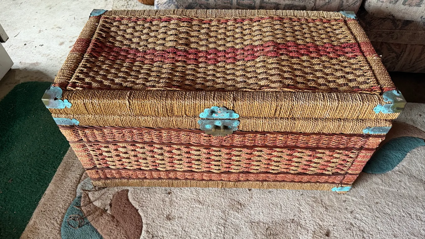 Woven Storage Trunk with Metal Hardware