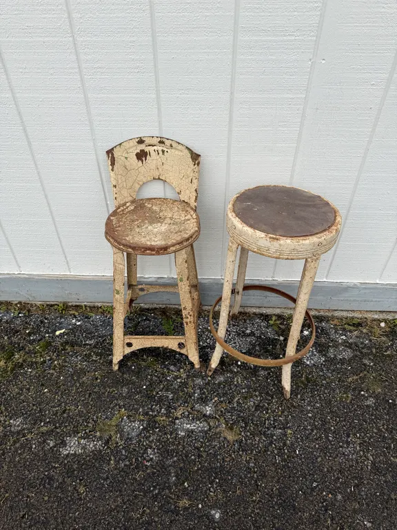Vintage Metal Stool Pair