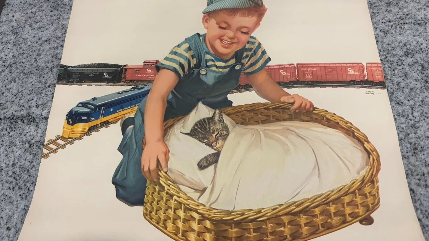 Vintage Chessie Boy & Basket Railroad Print