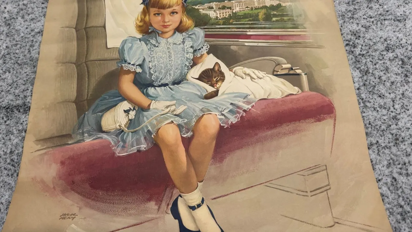 Vintage Chessie Girl in Blue Railroad Print