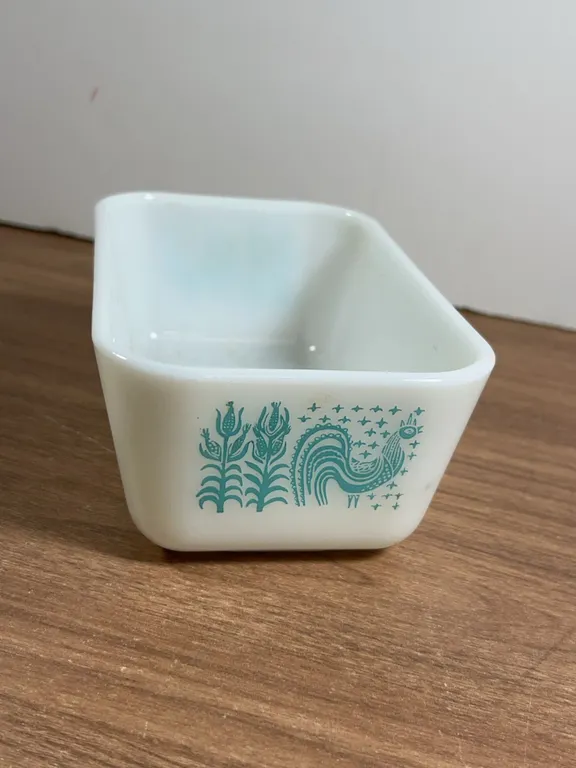 Pyrex Refrigerator Dish Rooster Blue Amish Butterprint