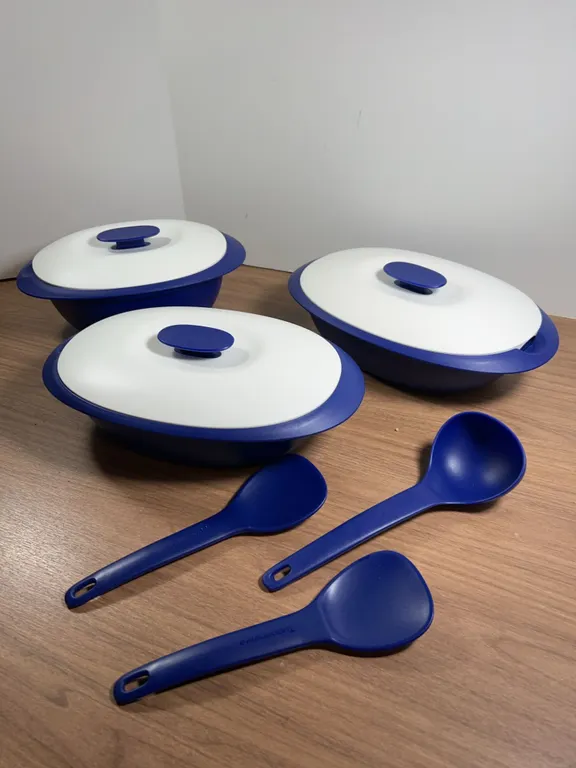 Tupperware Blue Microwave Cookware Set with Utensils