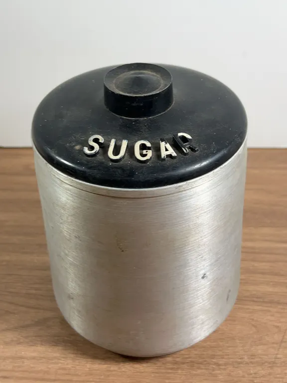 Kromex Aluminum Sugar Canister with Black Plastic Lid