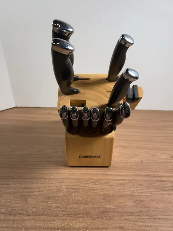 Farberware Knife Block Set with Built-In Sharpener