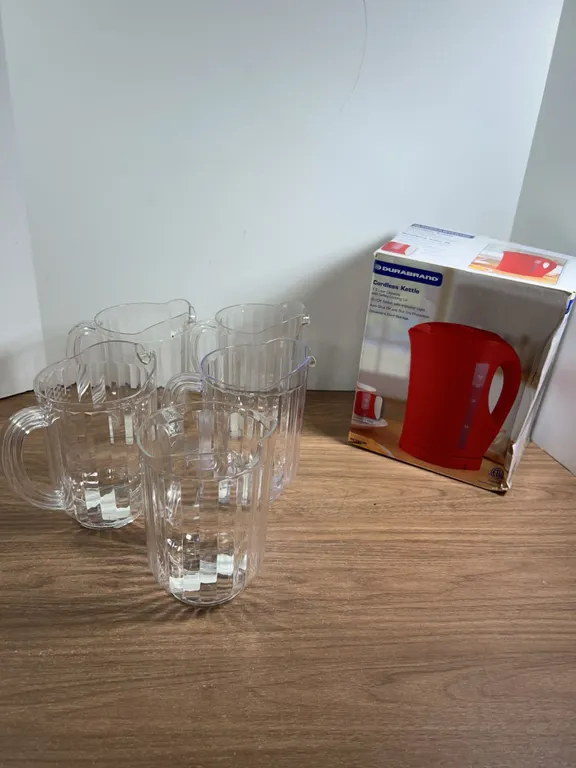 Durabrand Cordless Kettle And Five Plastic Pitchers