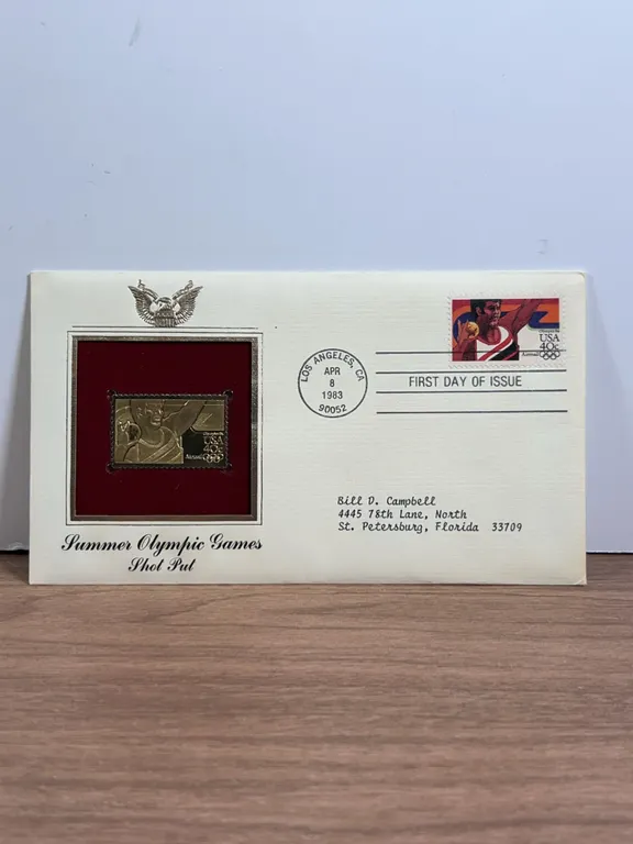 1983 Olympic Shot Put First Day Cover With Bronze Medal