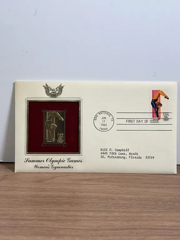 1983 Olympic Gymnastics First Day Cover with Bronze Medal