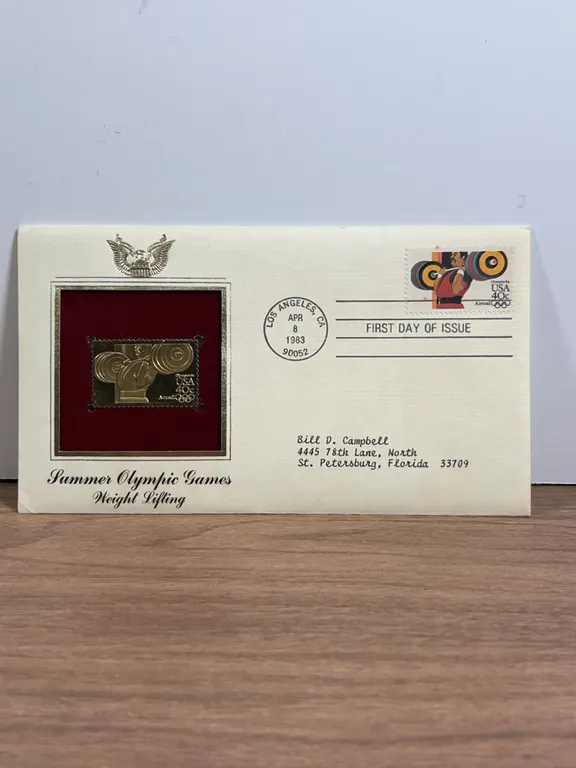 1983 First Day Cover Summer Olympic Games Weight Lifting
