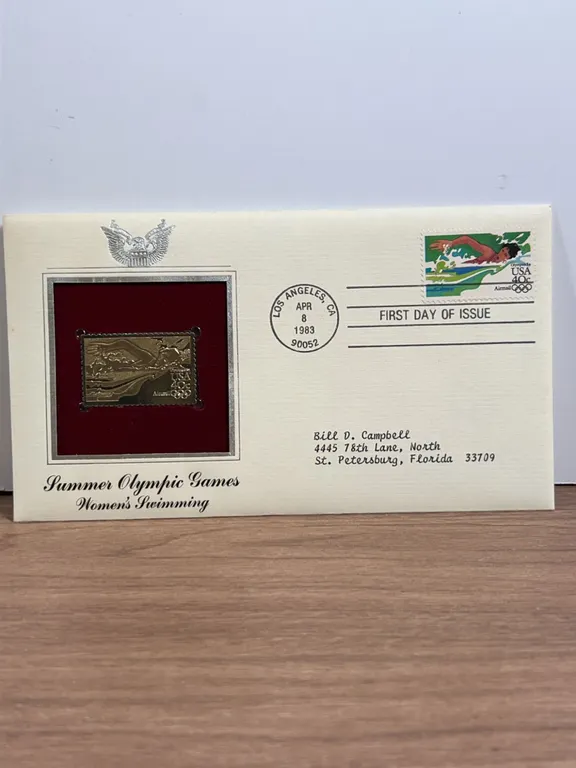 1983 Summer Olympic Games Women's Swimming FDC W/ Medal