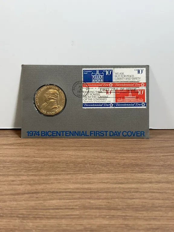 1974 Bicentennial First Day Cover With John Adams Medal