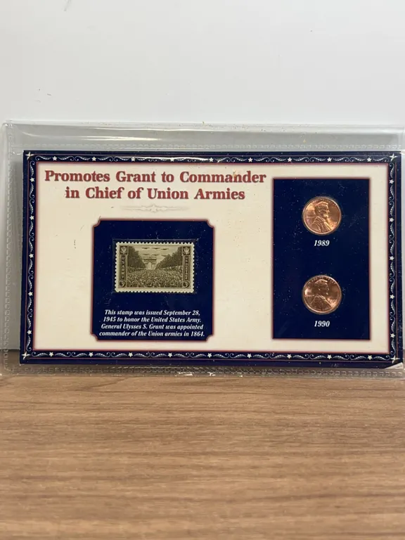 US Army 3c Stamp with 1989 and 1990 Lincoln Cents Set