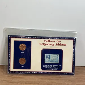 Lincoln Gettysburg Address Set with 1983 1984 Pennies Stamp