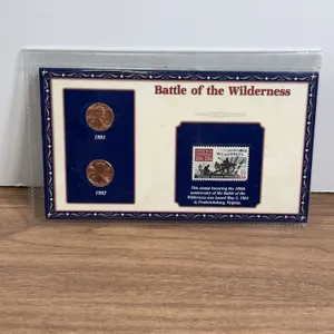 Battle of the Wilderness Display with 1991 1992 Cents and Stamp