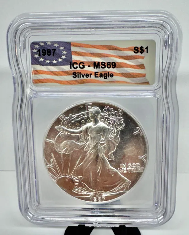 1987 ICG MS69 American Silver Eagle $1 Coin