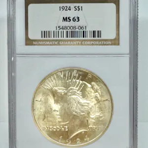 1924 Peace Dollar NGC MS63 Certified