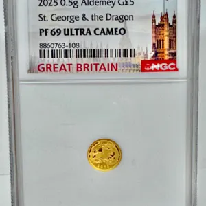 2025 Alderney £5 Gold St. George PF69 NGC