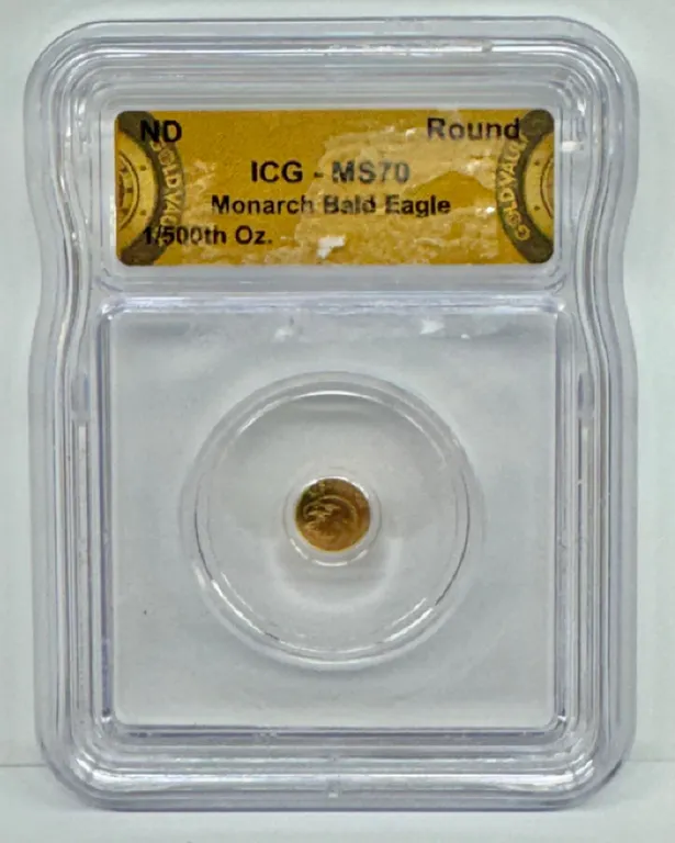 Monarch Bald Eagle 1/500th Oz Gold Coin MS70