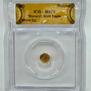 Monarch Bald Eagle 1/500th Oz Gold Coin MS70