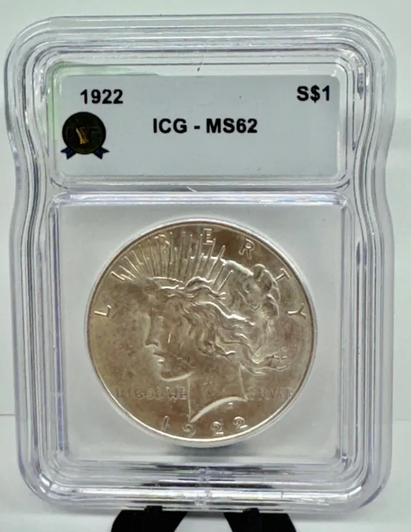 1922 Peace Dollar ICG MS62 Silver Coin