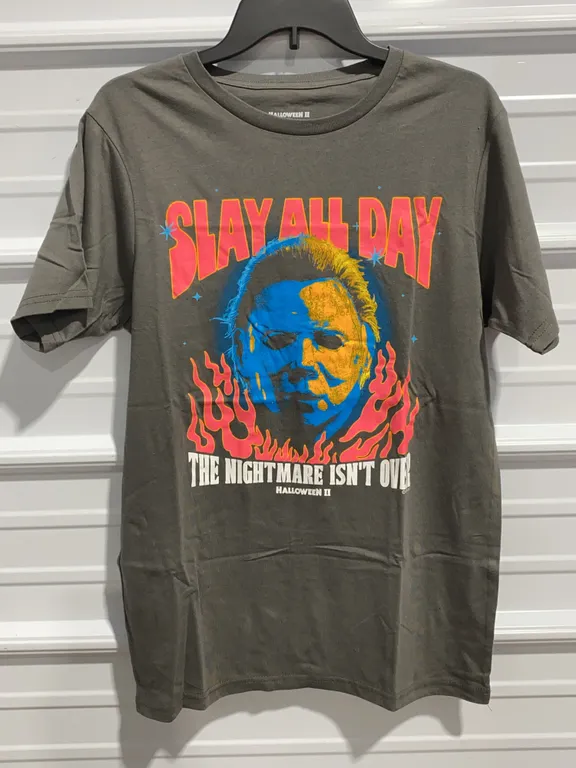 *NEW* Halloween II Slay All Day Gray Graphic T-Shirt - Size Small