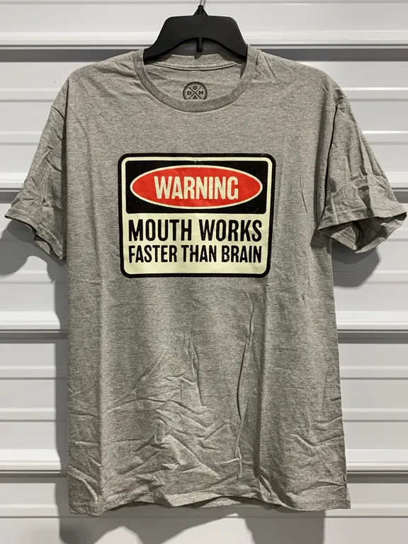 *NEW* Warning Mouth Works Faster Than Brain Graphic Tee - Size Medium