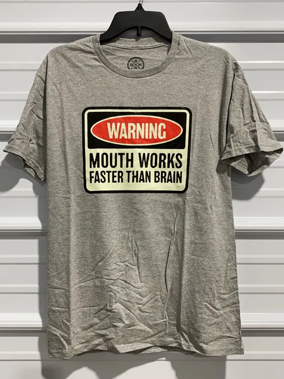 *NEW* Warning Mouth Works Faster Than Brain Graphic Tee - Size XXLarge