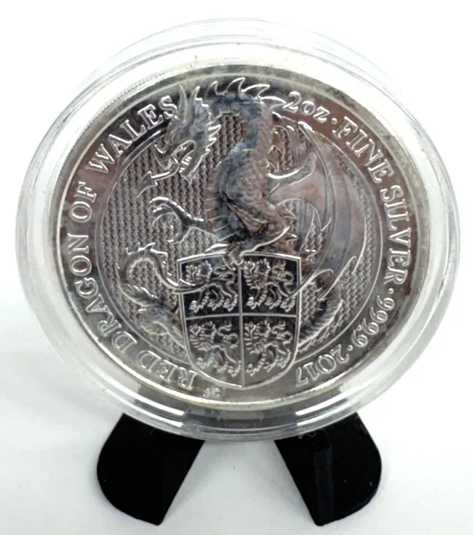2017 UK Red Dragon of Wales 2oz Silver Coin
