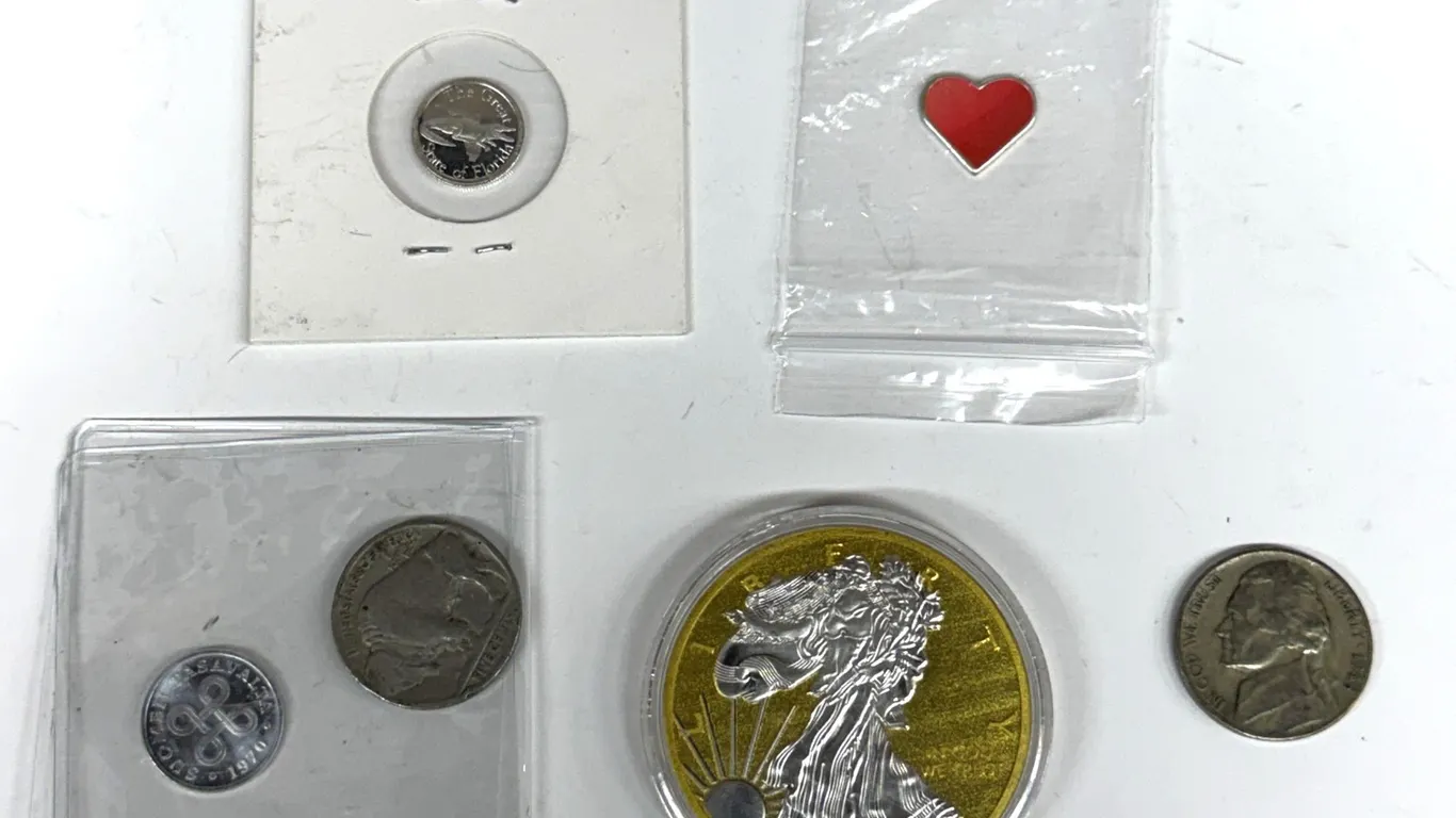 Coin and Silver Bar Assortment, Replica Eagle