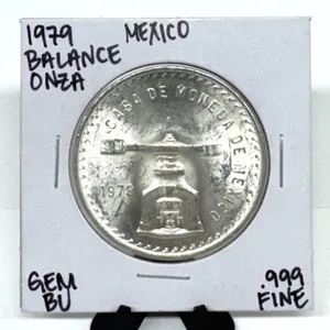 1979 Mexico Onza Silver Coin .999 Fine BU