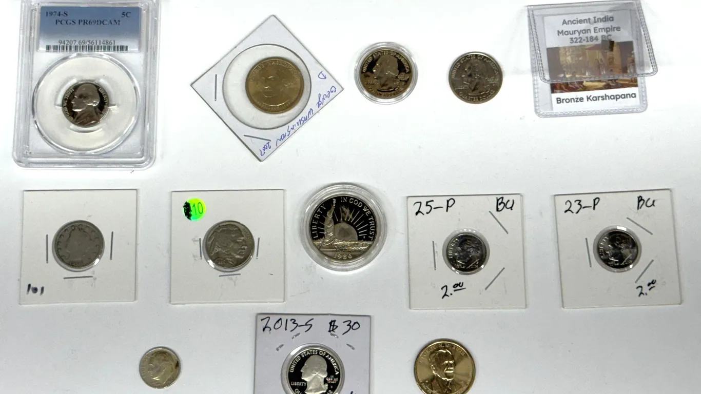 Coin Collection: US, Ancient India, Slabbed 1974-S Nickel, More