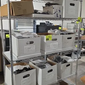 Assorted thermoplastic production parts lot. Includes (16+) boxes containing various additive manufacturing and thermoplastic components, including st