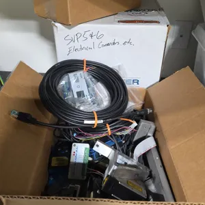 Assorted automation components, cables, and brackets. Lot includes B&R X20 system modules, Keyence and SICK sensors, Raytek MI3-M sensor interface, a 