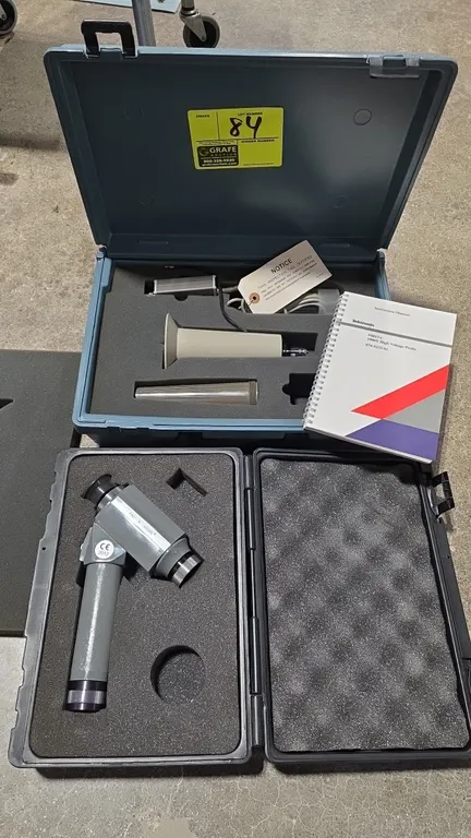Testing equipment package. Includes FJW Find-R-Scope 84499A 1.3 micron handheld infrared viewer with fitted hard case, and Tektronix P6015A 1000X high