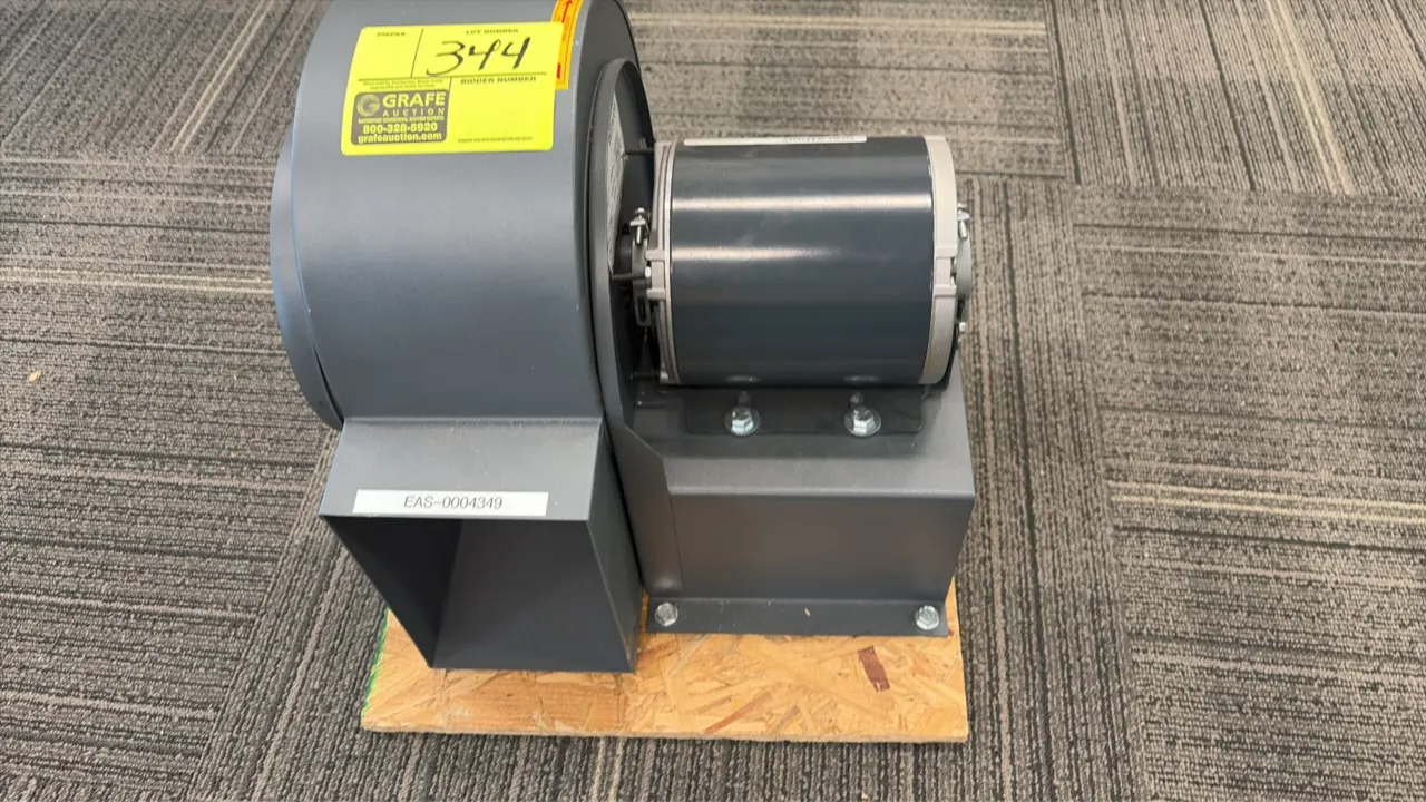 Peerless Blowers D8C centrifugal blower. Powered by a Marathon 1/3 HP electric motor. Rated for 1750 RPM, Class 1. Electrical: 230/460V, 60 Hz, 3-Phas