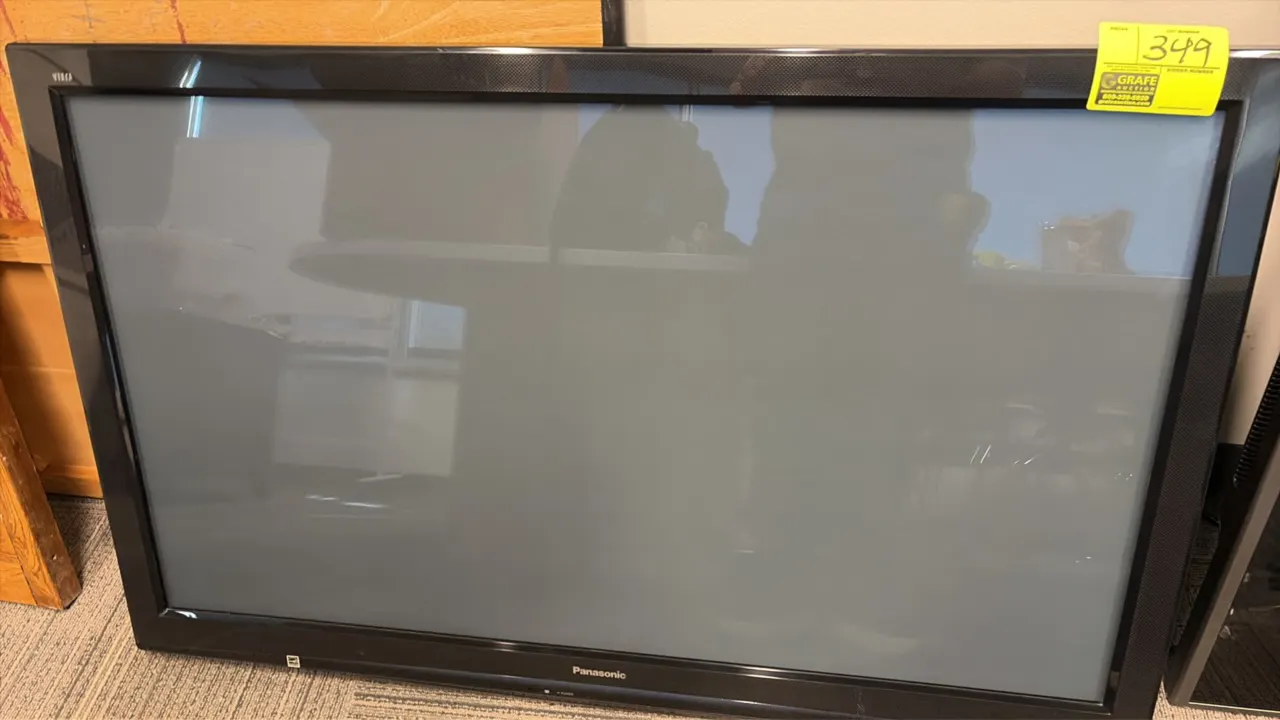 2010 Panasonic TC-P50S2 50" VIERA plasma HDTV. S/N: LC01940465. Electrical: 120V, 50/60 Hz, 353W.
