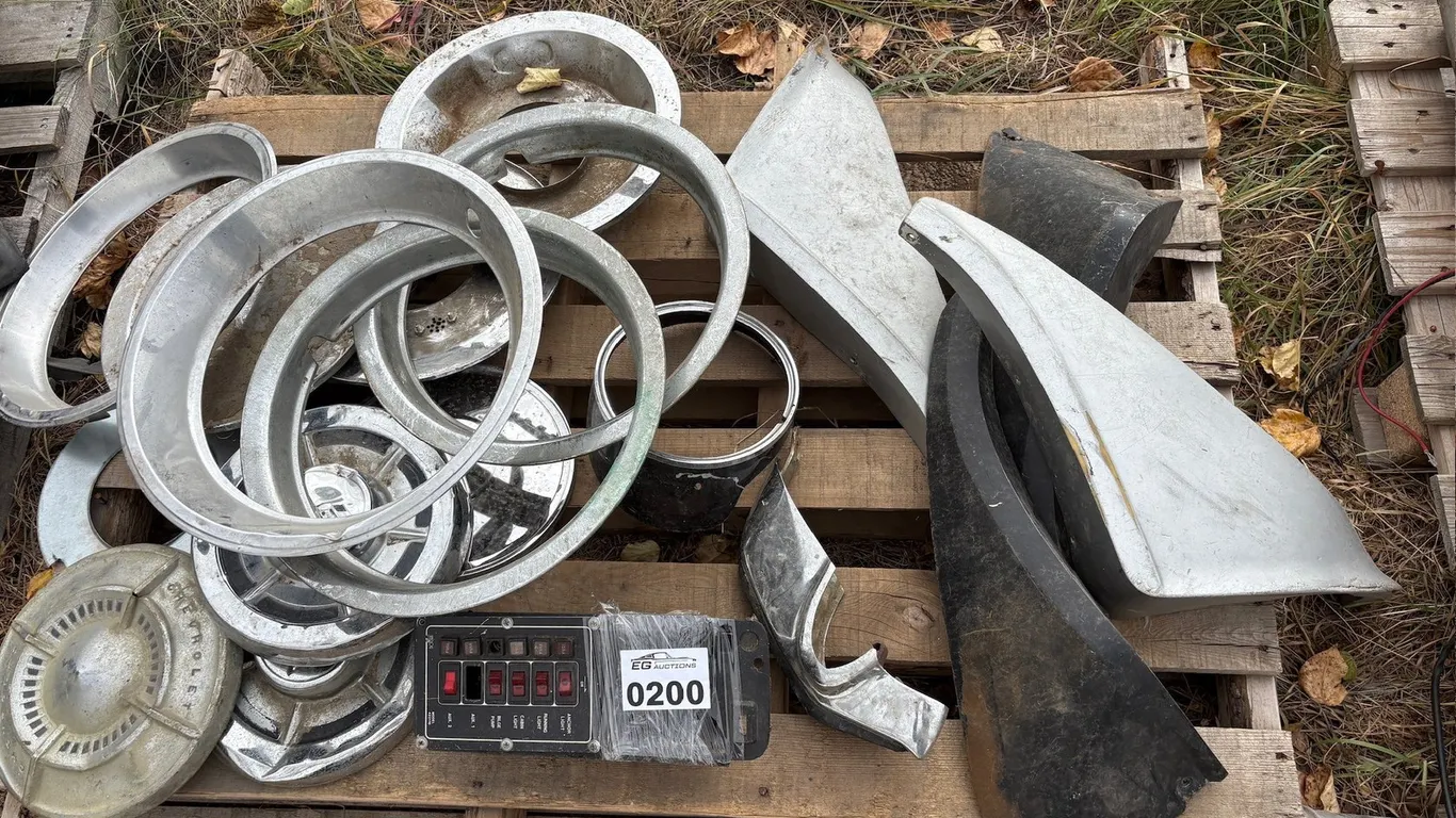 Vintage Automotive Wheel Trim Rings, Fuse Switch Panel & Exterior Trims