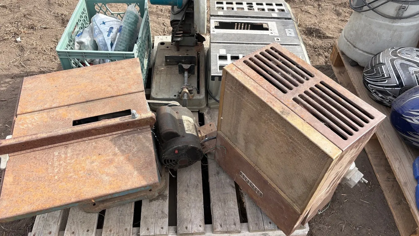 Makita 14" Portable Cut Off Saw, Vintage Heater, Table Saw & Various Items
