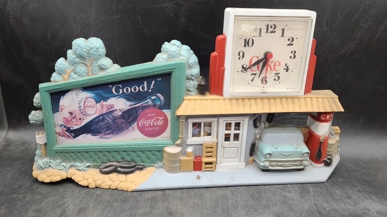 1990’s COCA-COLA 3D Route 66 Gas Station Wall Clock