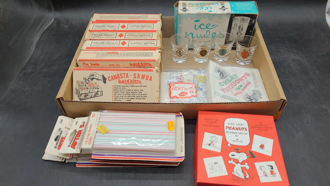 PARTY SUPPLIES-NAPKINS, CARD HOLDERS, STRAWS & SHOT GLASSES