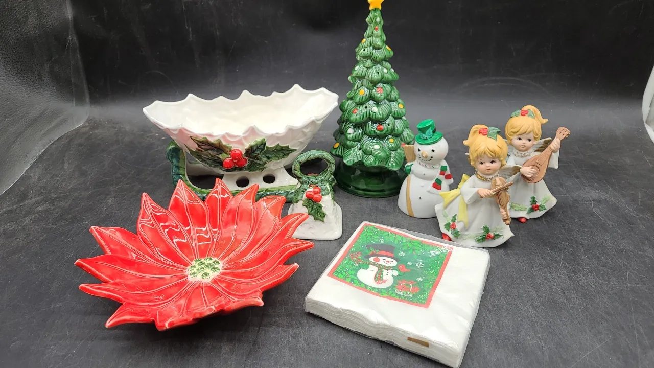 HOLIDAY DECOR- HOMCO ANGELS, TREE, SLEIGH & more