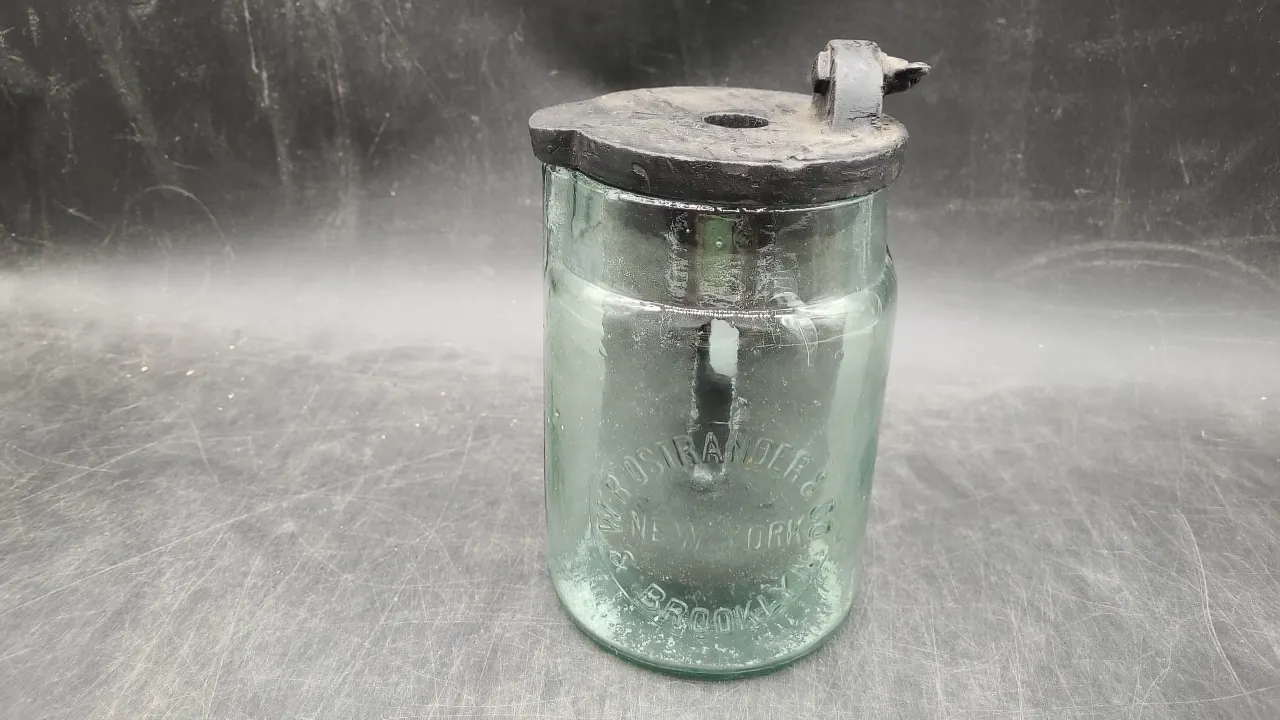 VINTAGE GLASS WET CELL BATTERY JAR
