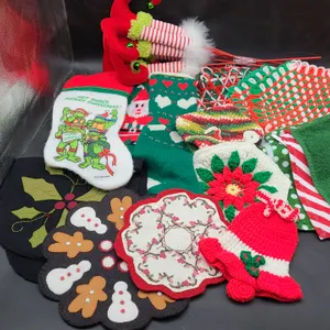 CHRISTMAS DECOR- STOCKINGS, HOT PADS & more