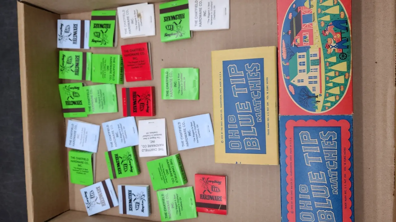 CHATFIELD, OHIO MATCHBOOKS & OHIO BLUE TIP MATCHES