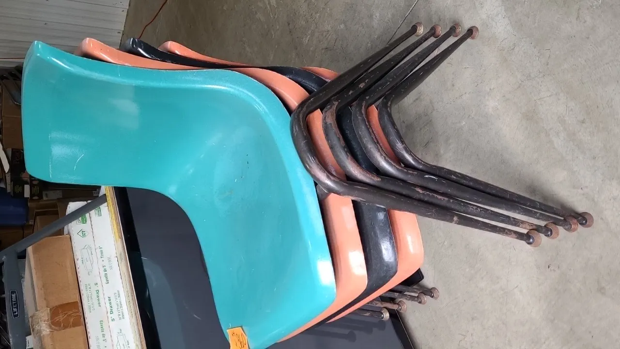 4- MCM BRUNSWICK STACKING FIBERGLASS CHAIRS