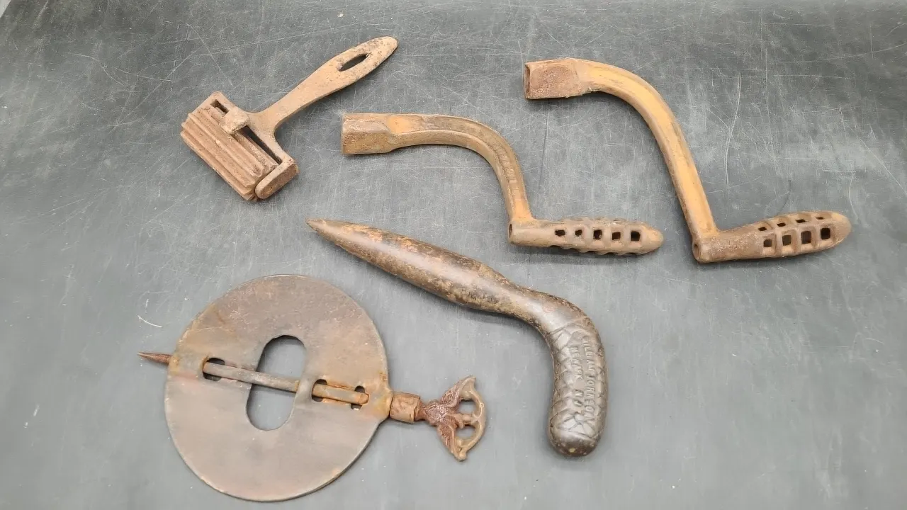 VINTAGE STOVE DAMPER, CHAIN BREAKER, STOVE SHAKER & more