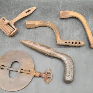 VINTAGE STOVE DAMPER, CHAIN BREAKER, STOVE SHAKER & more