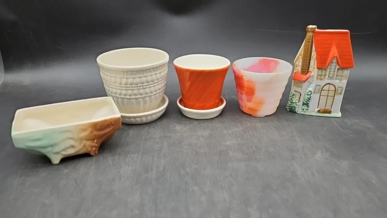 VARIOUS VINTAGE PLANTERS- McCOY, USA, SLAG POCKET