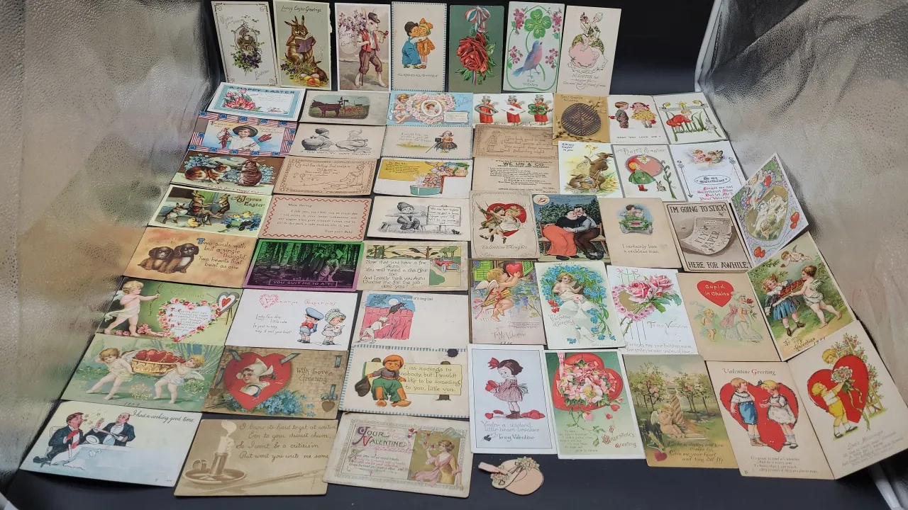 VINTAGE EASTER and VALENTINES POSTCARDS, and more
