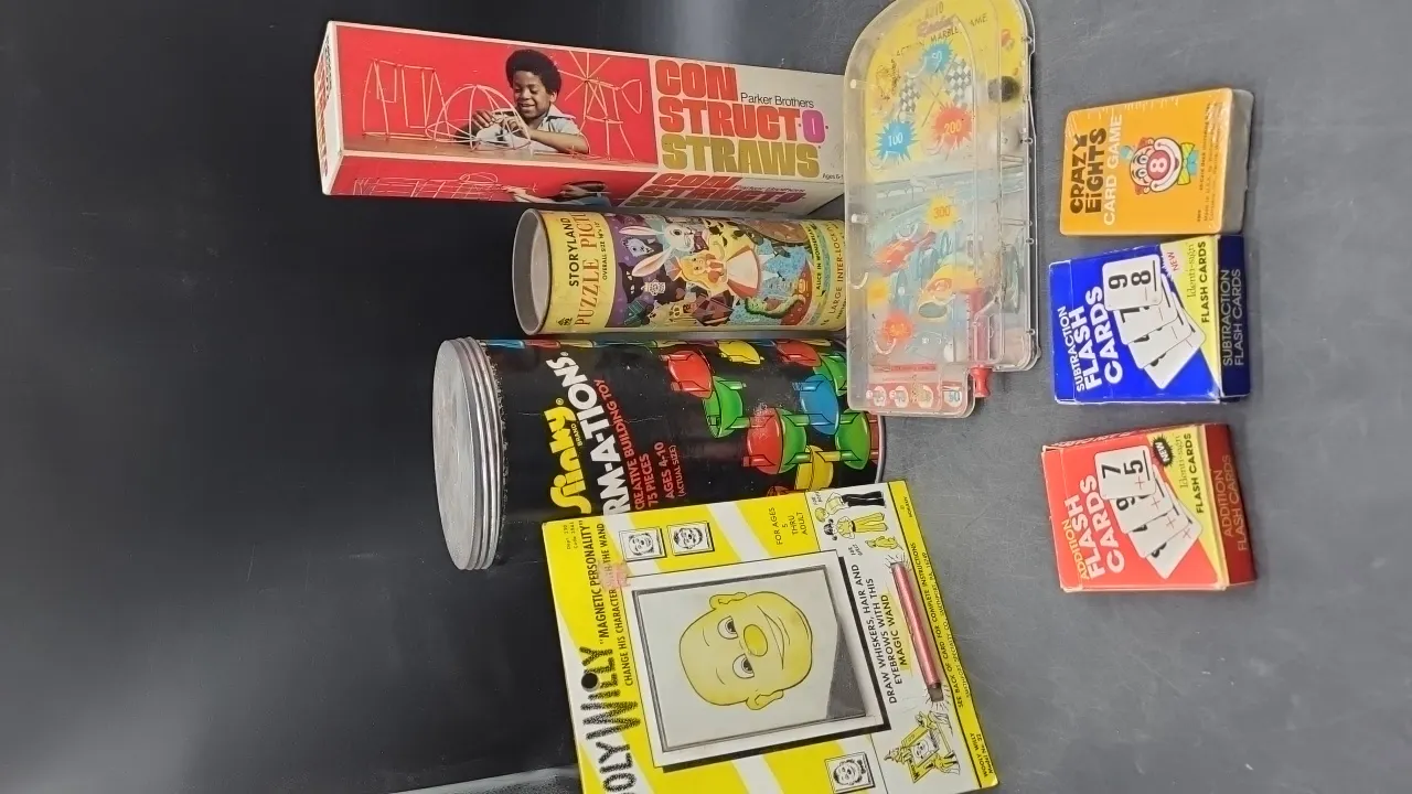 SLINKY FORM – a – TIONS, AUTO MARBLE GAME CONSTRUCTO STRAWS, and more