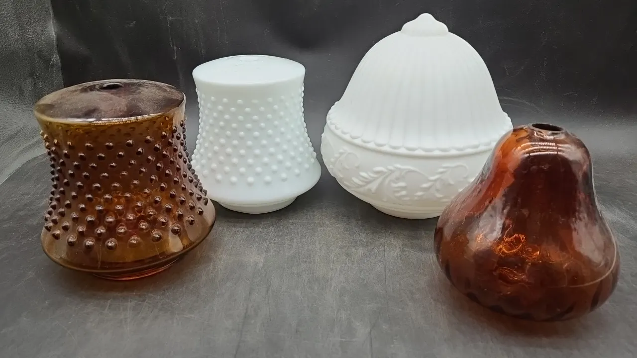GLASS LAMP SHADES- 2 HOBNAIL & more